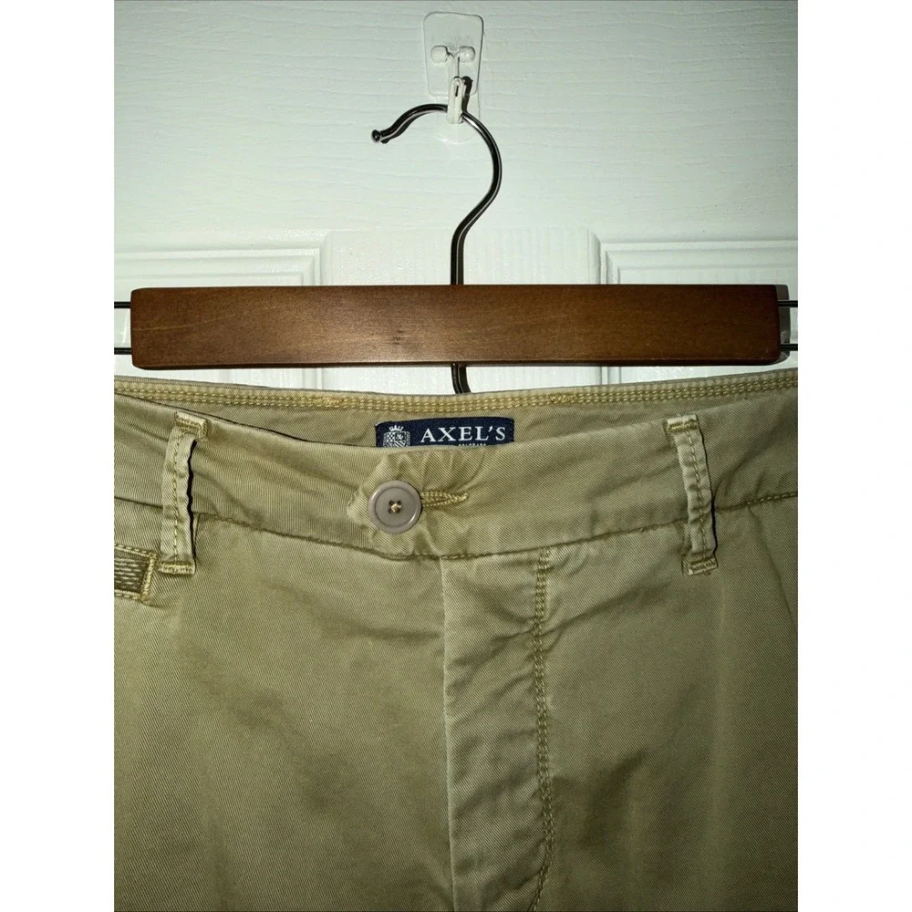 AXEL'S Men's Green Chino Robin Pants Size 33 Vail Colorado Italy Flat Front 28